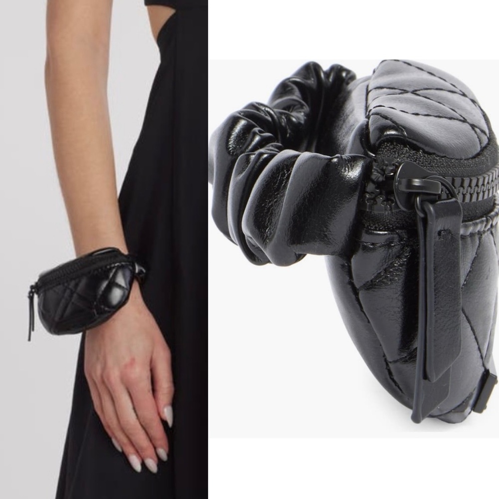 Kurt Geiger NWT Brixton Wristlet Quilted Mini-Wallet NEW Coin Purse Black